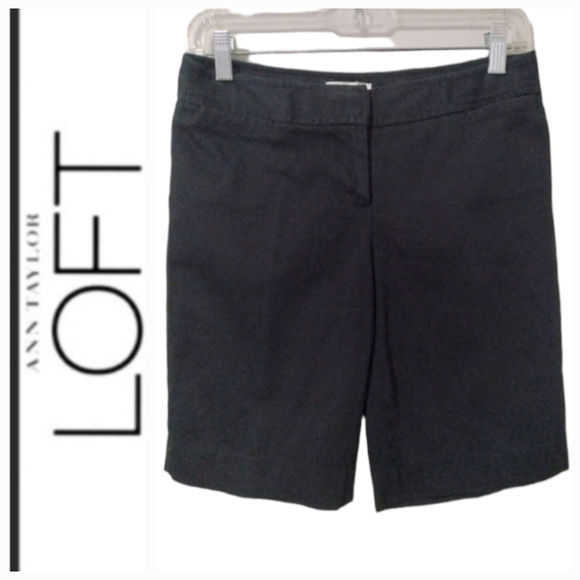 Ann Taylor LOFT | Textured black Bermuda shorts - Picture 1 of 3